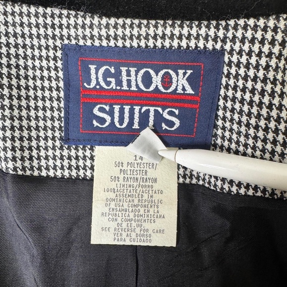 J.G. Hook Suits Houndstooth Blazer Pants Set Women's Size 14 Black White - Picture 8 of 14